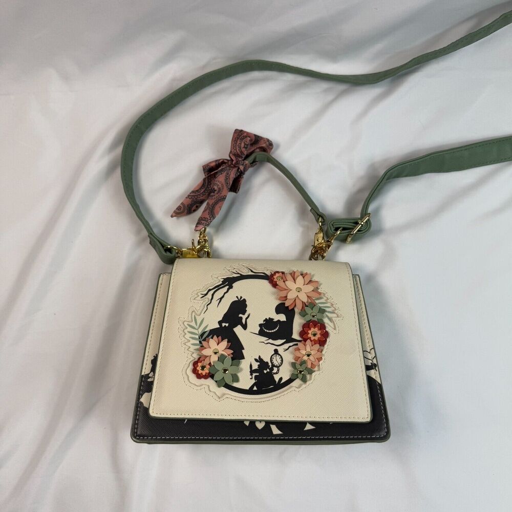 Loungefly Disney Alice in Wonderland Floral Shoulder Hand Bag Purse Silhouettes